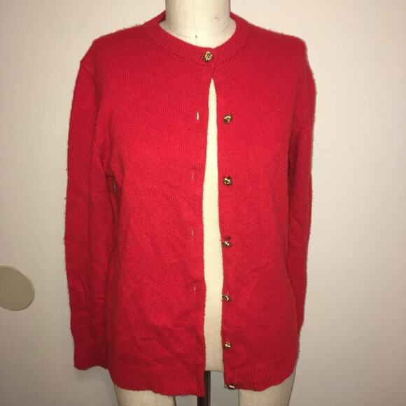 Neiman-Marcus Red 100% Cashmere Cardigan Sweater S - Picture 9 of 9